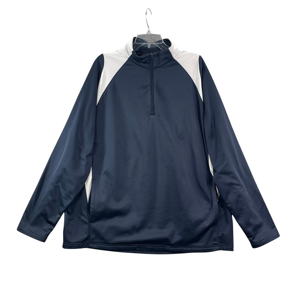 Tri-Mountain Pullover Mens 3XL Navy Blue White Quarter Zip Performance CCP‎